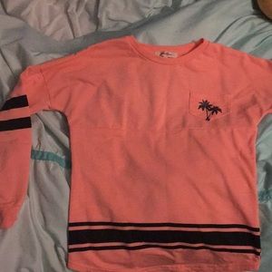 Girls coral palm tree long sleeve shirt